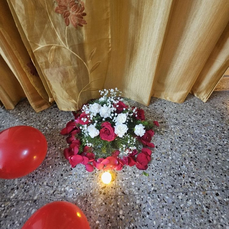 Exclusive floral and balloon decoration for first night in Bangalore